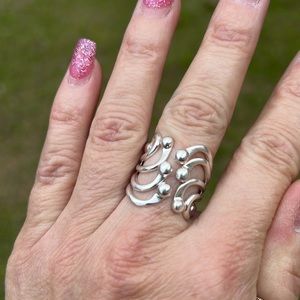 Vintage Sterling Silver MEXICO Freeform Wrap Bypass Ring